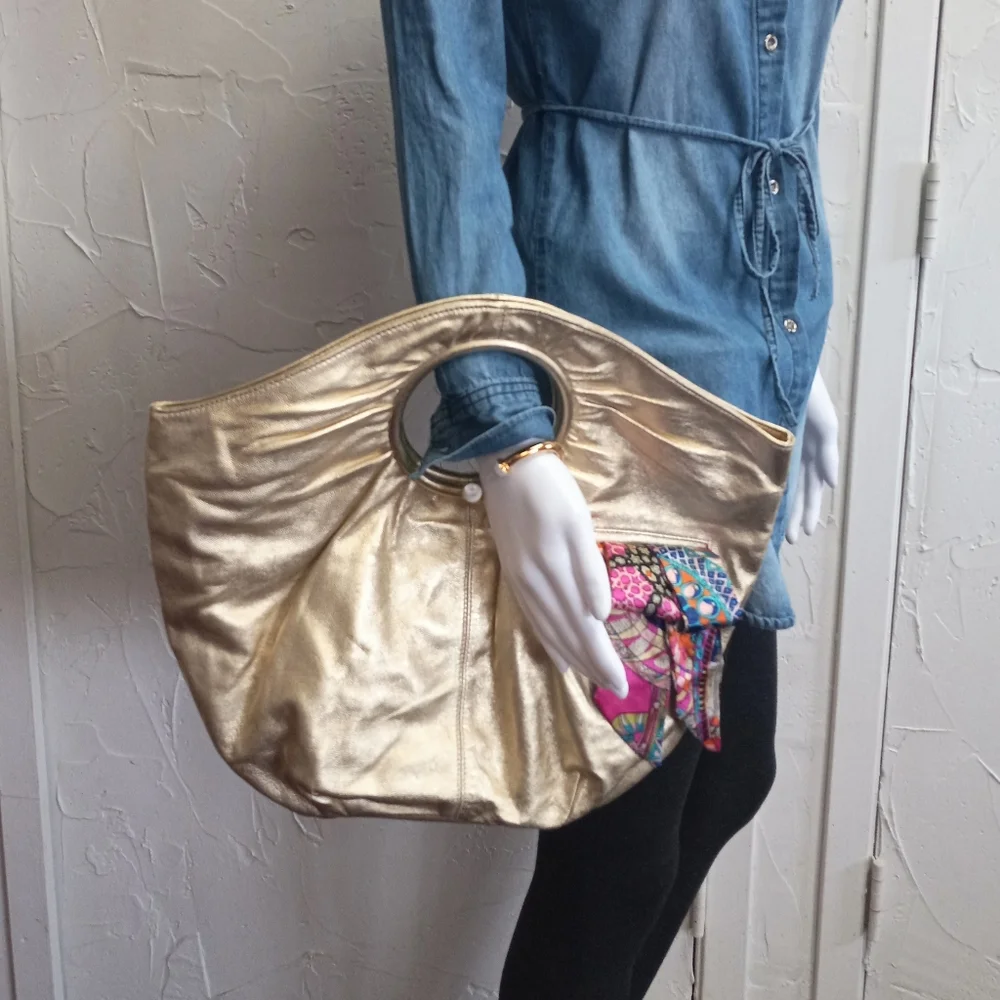 Hobo Brand, Giorgia Convertible Metallic Gold Leather Bag